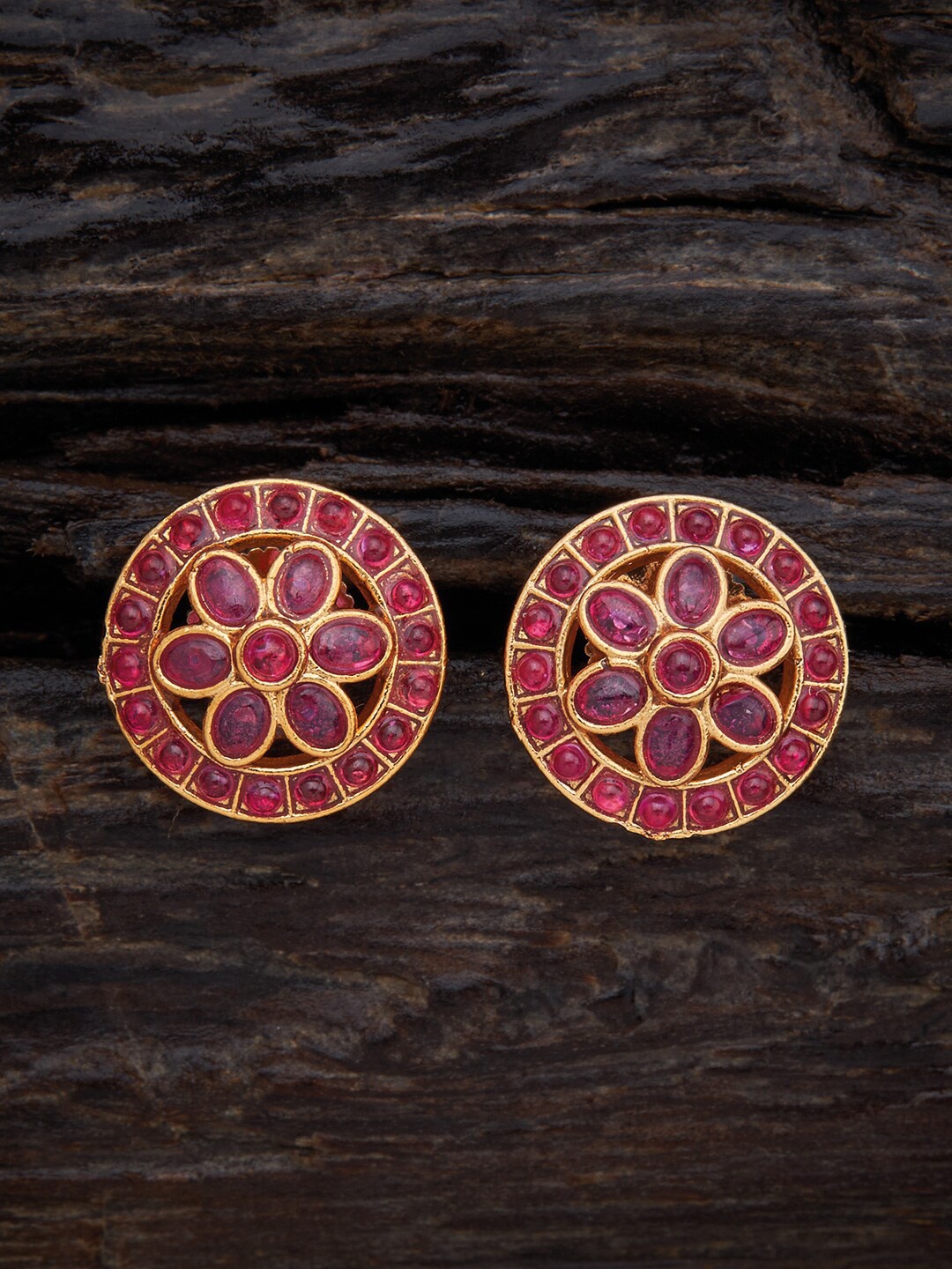 

Kushal's Fashion Jewellery Circular Studs Earrings, Red