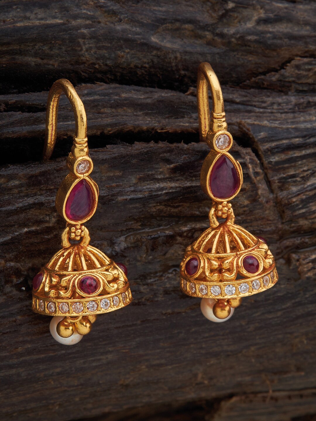 

Kushal's Fashion Jewellery 92.5 Pure Silver Classic Drop Earrings, Red