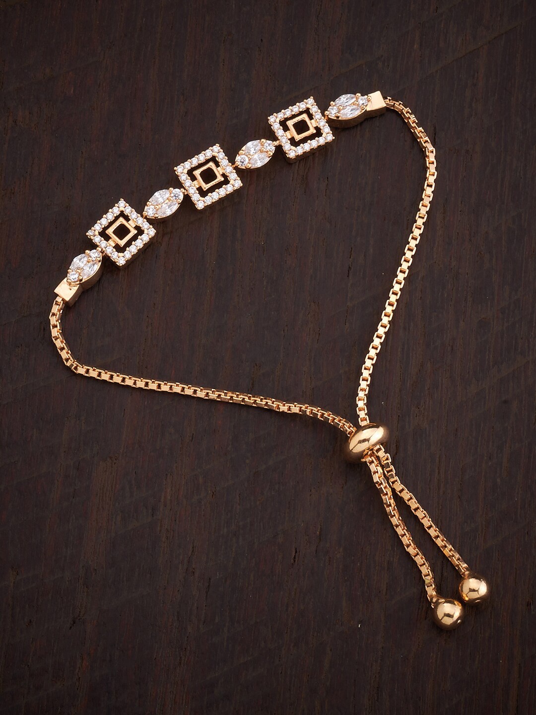 

Kushal's Fashion Jewellery Women Cubic Zirconia Gold-Plated Wraparound Bracelet
