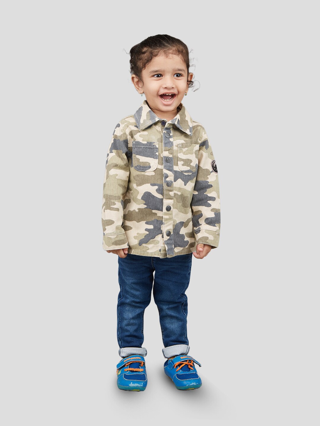 

Zalio Boys Camouflage Printed Pure Cotton Shirt with Trousers, Blue