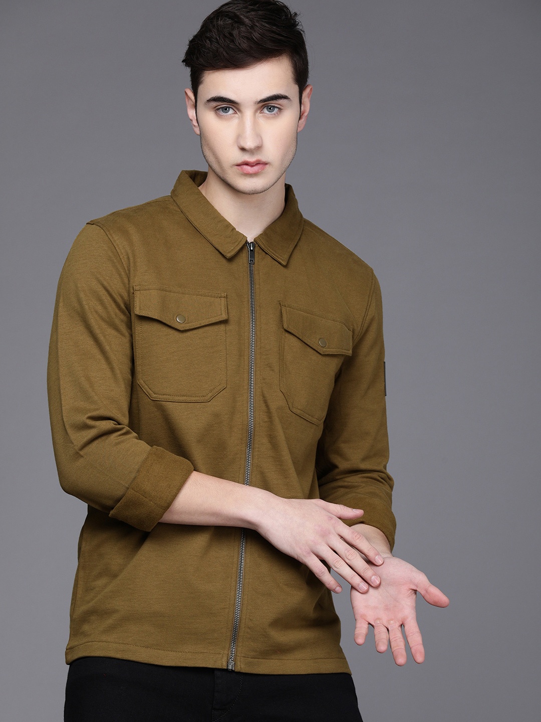 

Voi Jeans Shirt Collar Sweatshirt, Yellow