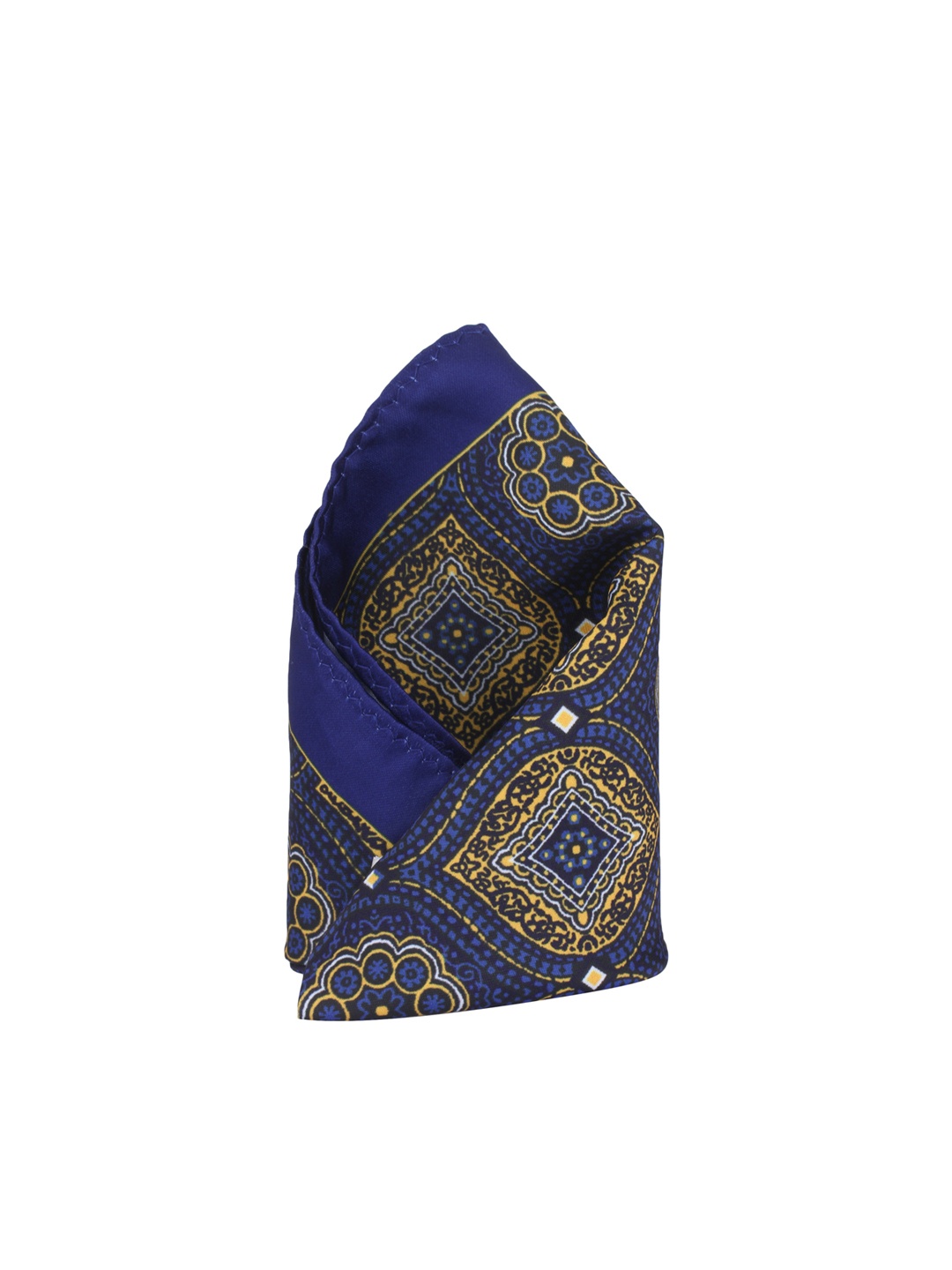 

Alvaro Castagnino Navy Blue & Yellow Printed Pocket Square