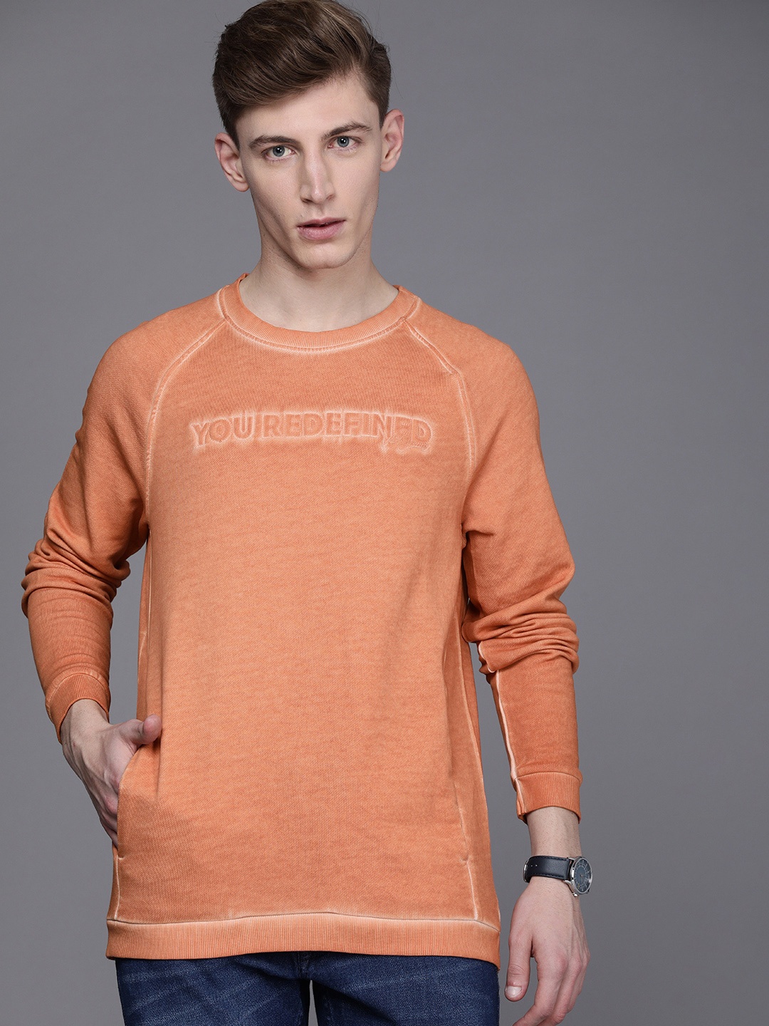 

Voi Jeans Men Raglan sleeves Pullover Cotton Sweatshirt, Pink