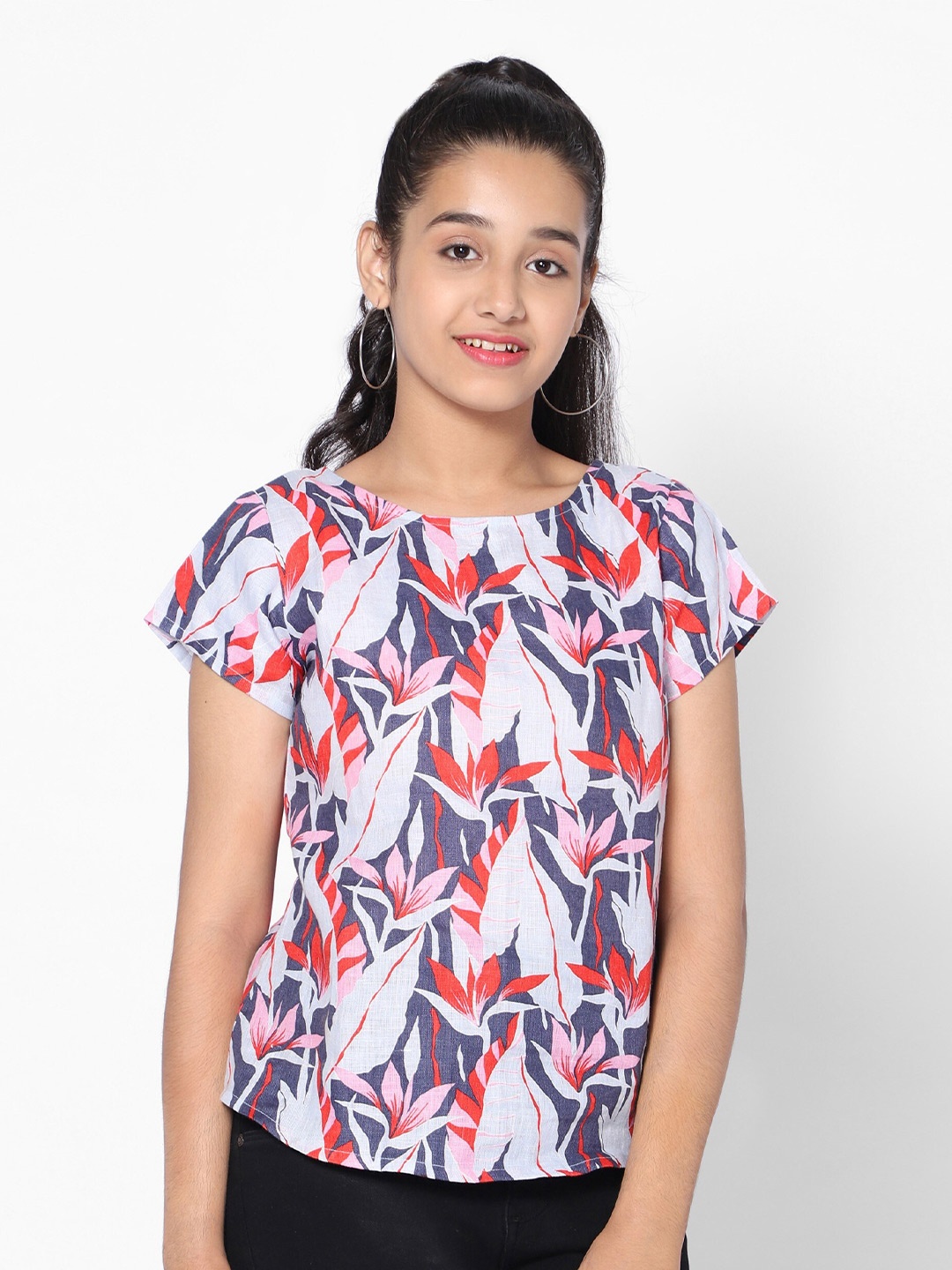 

TeenTrums Floral Printed Linen Top, Blue