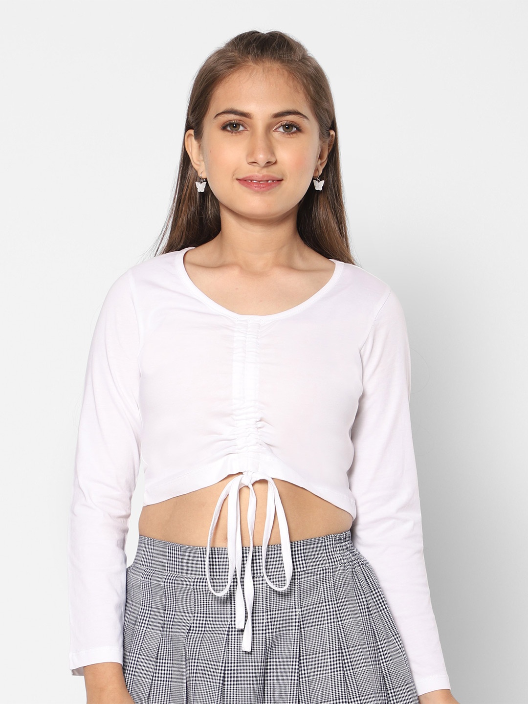 

TeenTrums Girls Round Neck Pure Cotton Crop Top, Blue