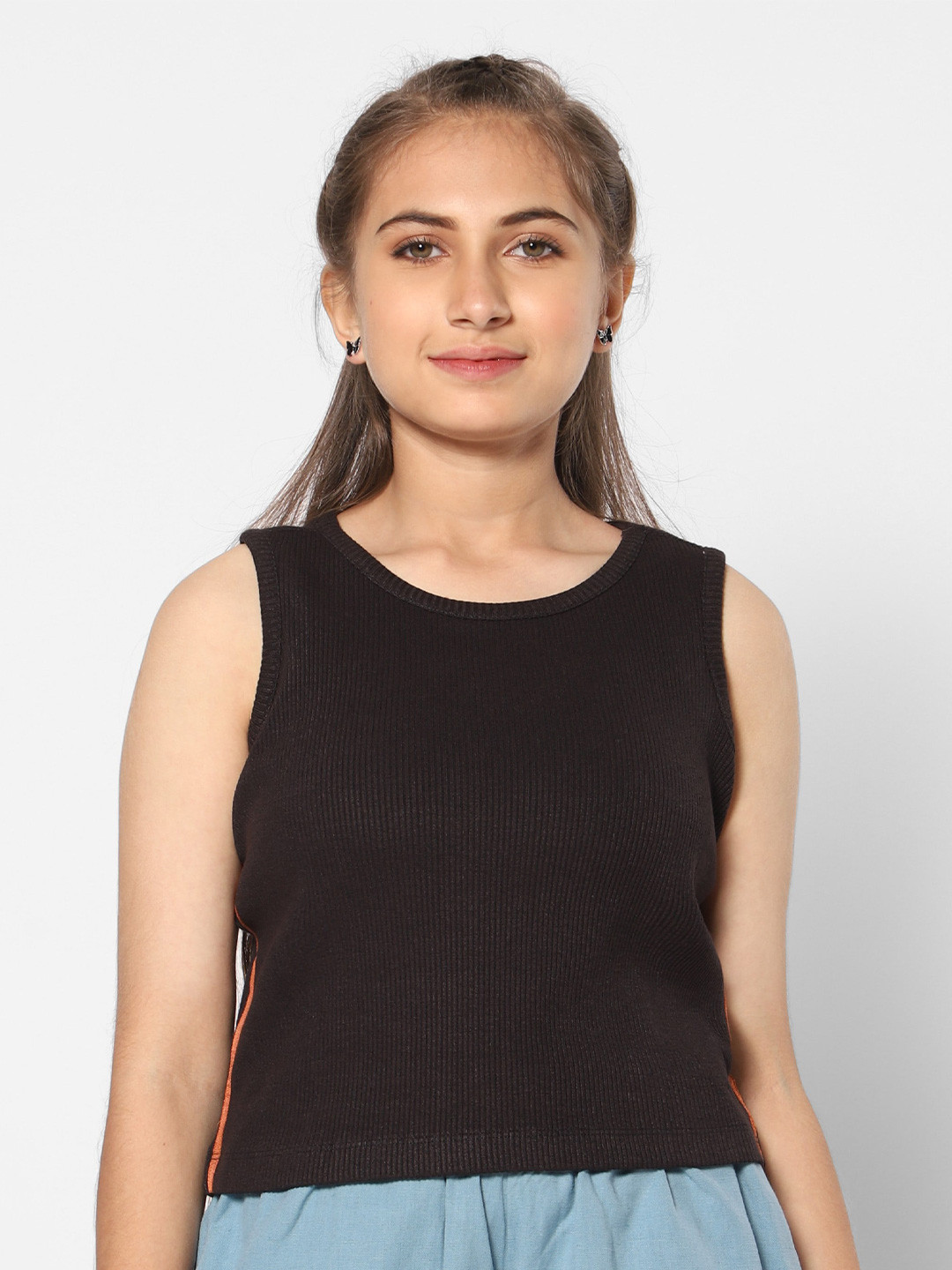 

TeenTrums Girls Round Neck Cotton Tank Top, Black