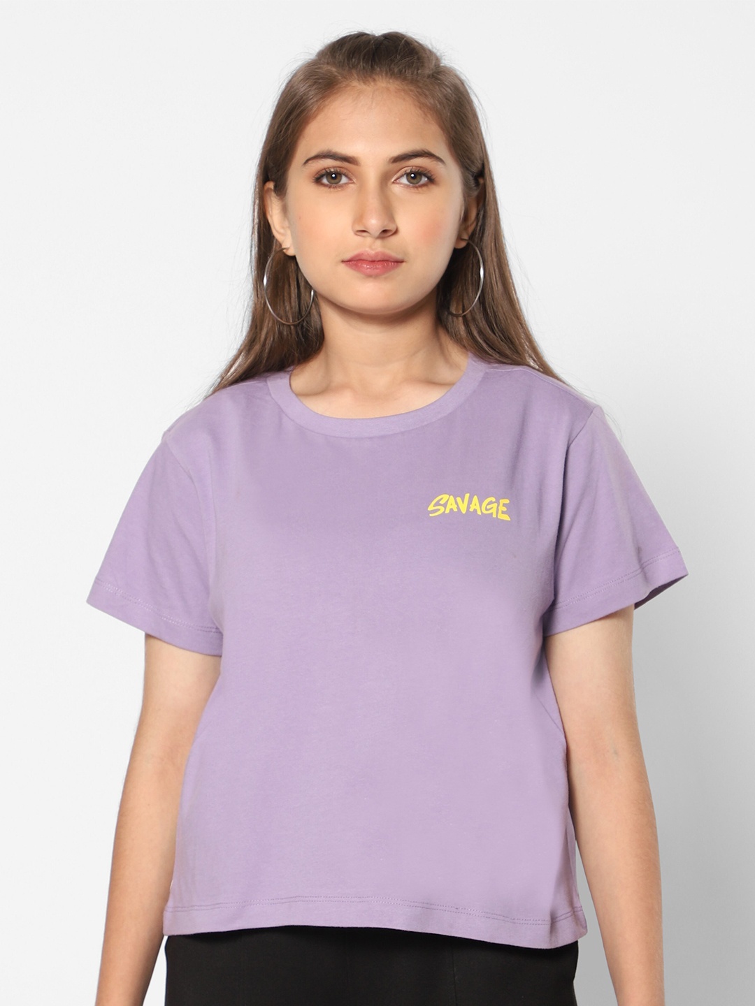 

TeenTrums Girls Typography Printed Cotton T-shirt, Purple