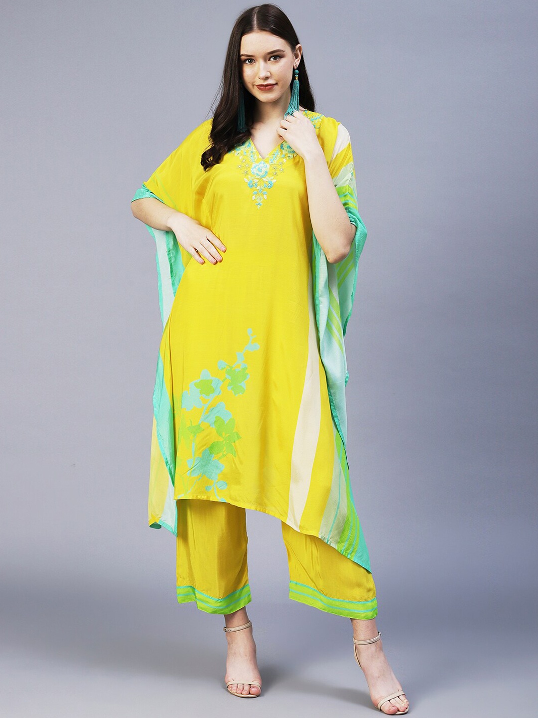 

Envy Me by FASHOR Women Embroidered Kurta with Palazzos, Yellow