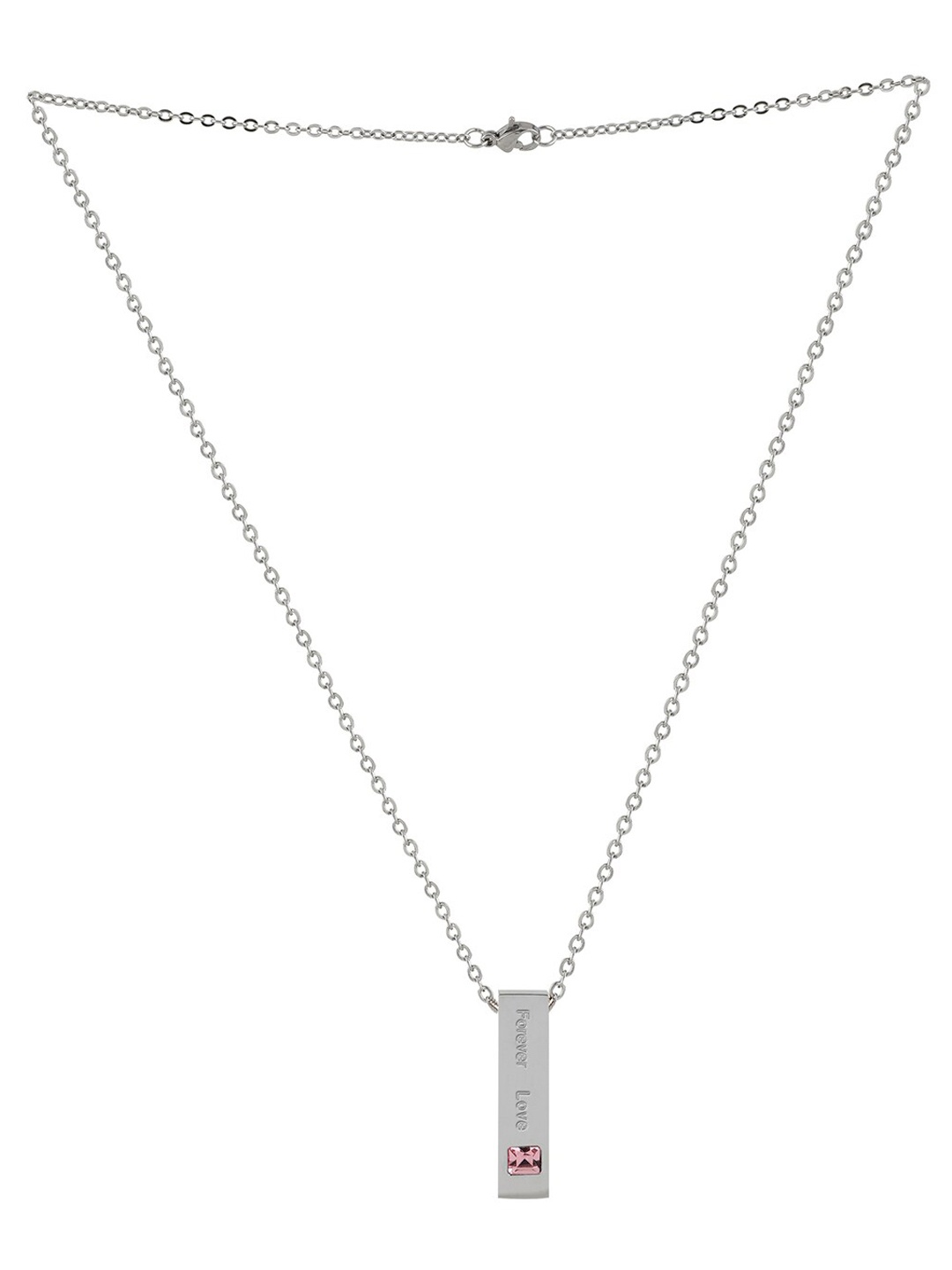 

AQUASTREET Silver-Plated CZ-Studded Pendant With Chain