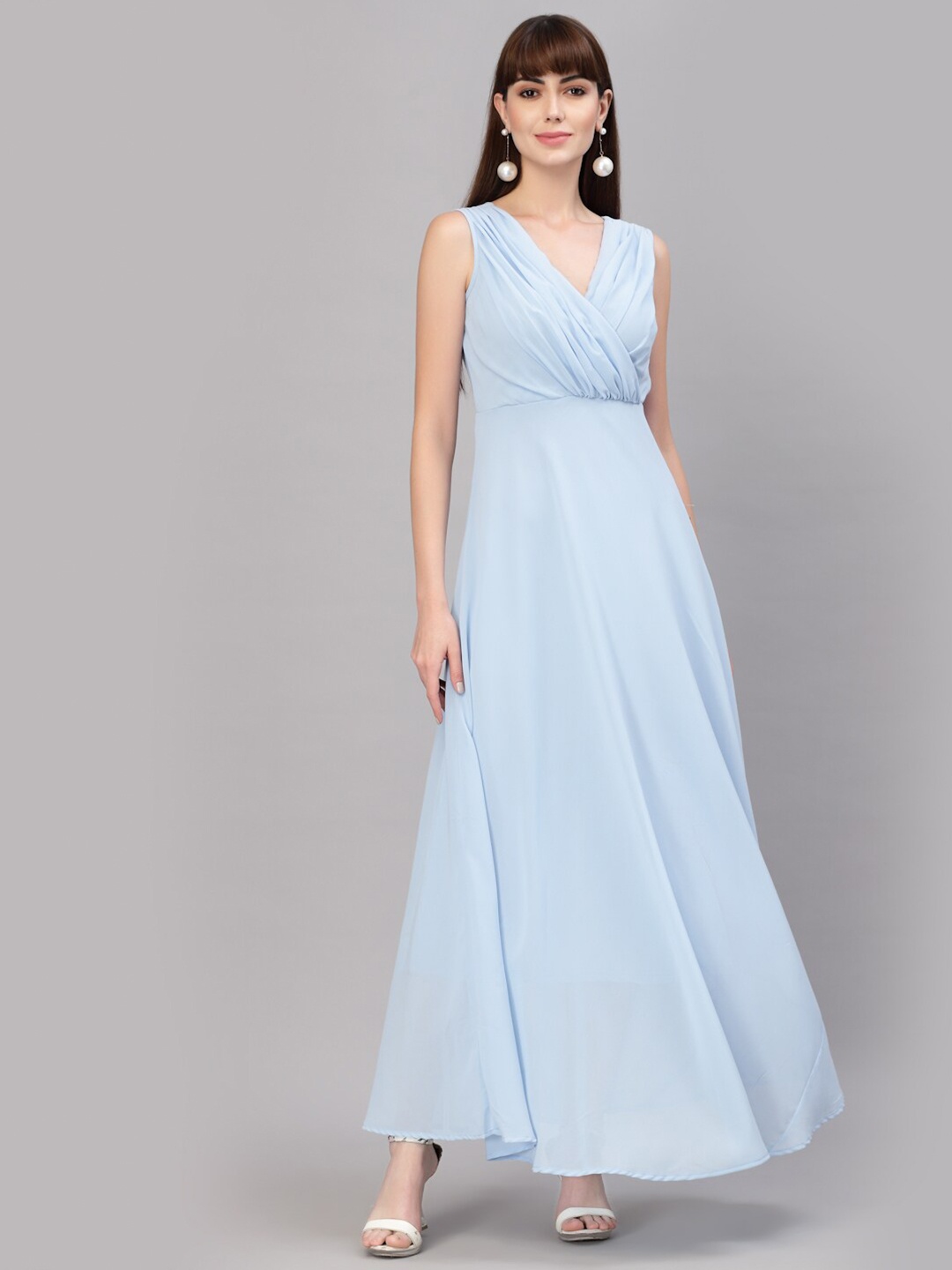 

aayu Georgette Maxi Wrap Dress, Blue