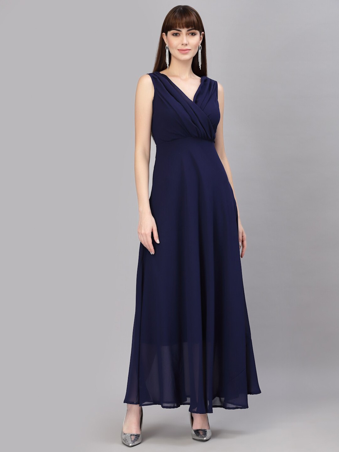 

aayu V-Neck Sleeveless Fit & Flare Maxi Dress, Blue