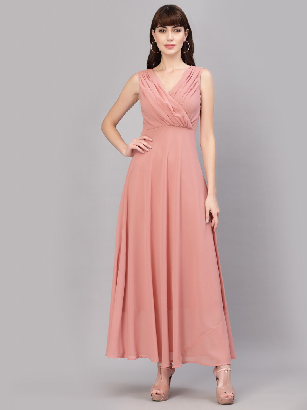 

aayu Gathered Maxi Wrap Dress, Peach