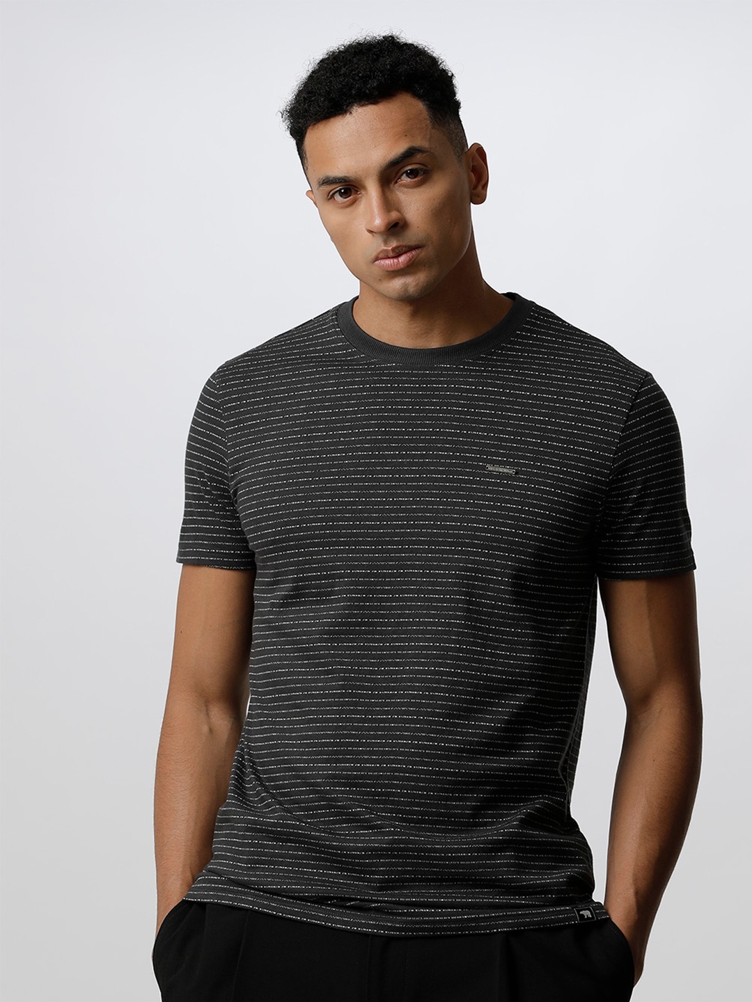

THE BEAR HOUSE Striped Cotton Slim Fit T-shirt, Black