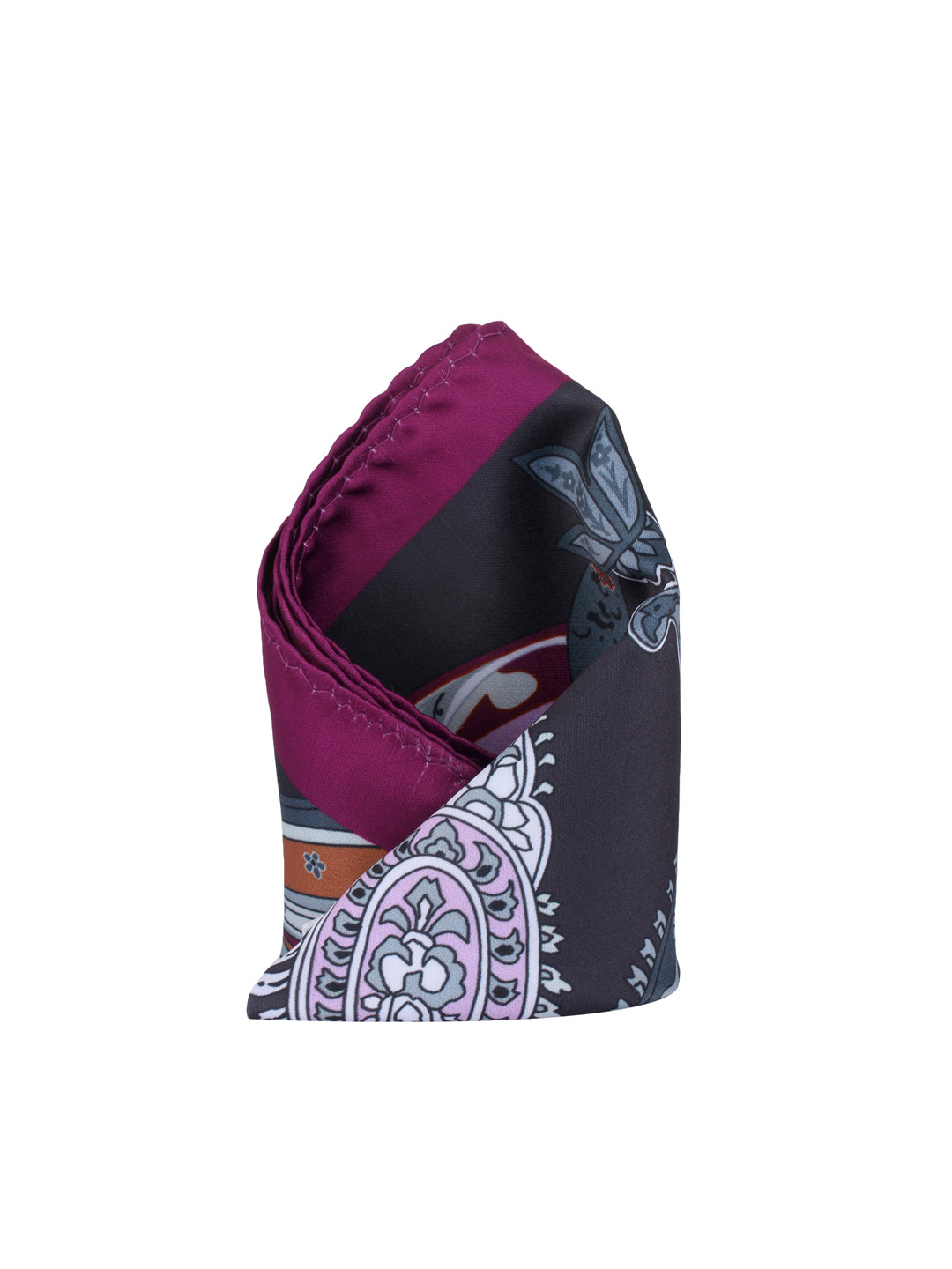 

Alvaro Castagnino Grey & Purple Printed Pocket Square