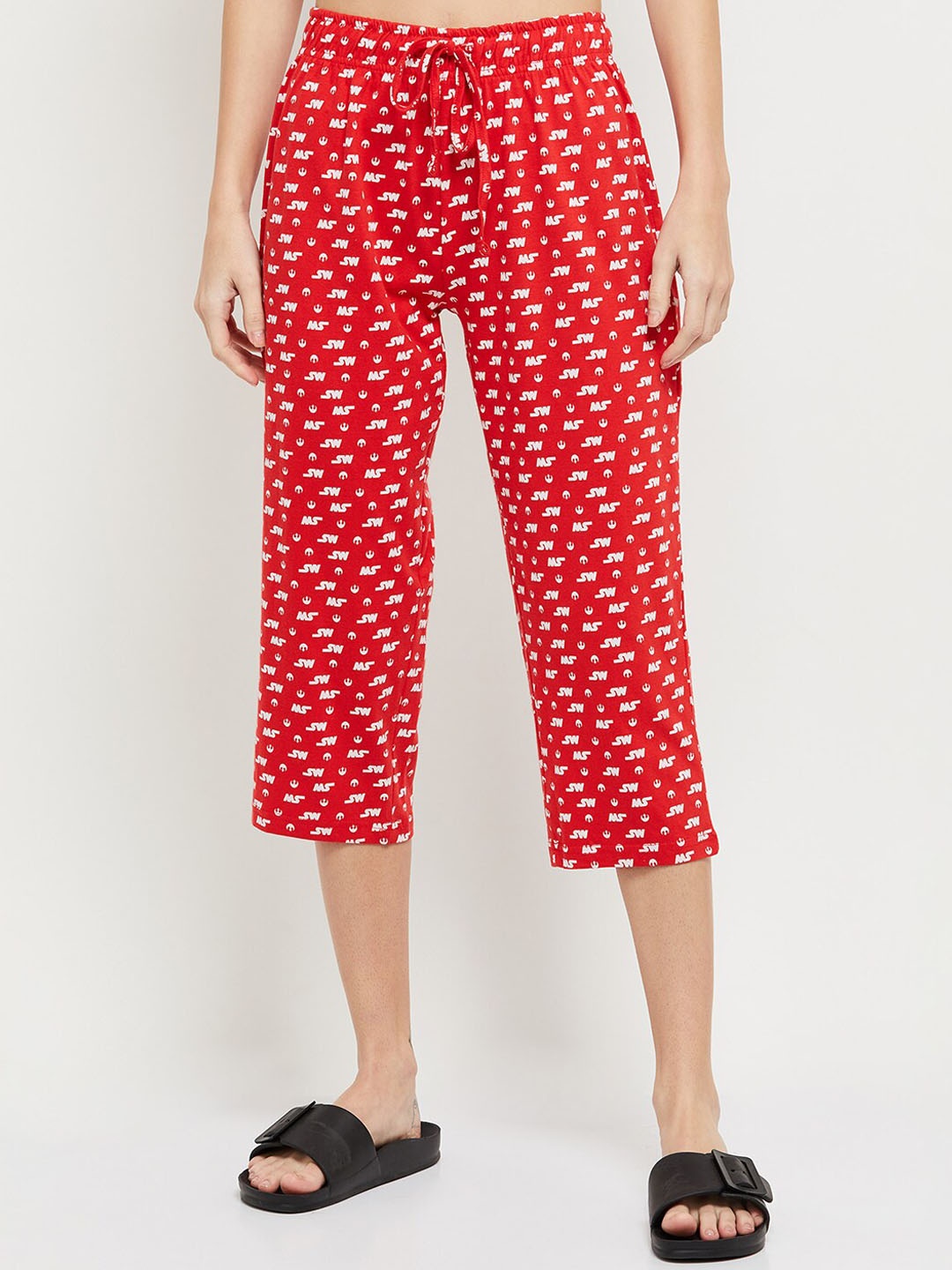 

max Women Mid-Rise Printed Lounge Capis, Red