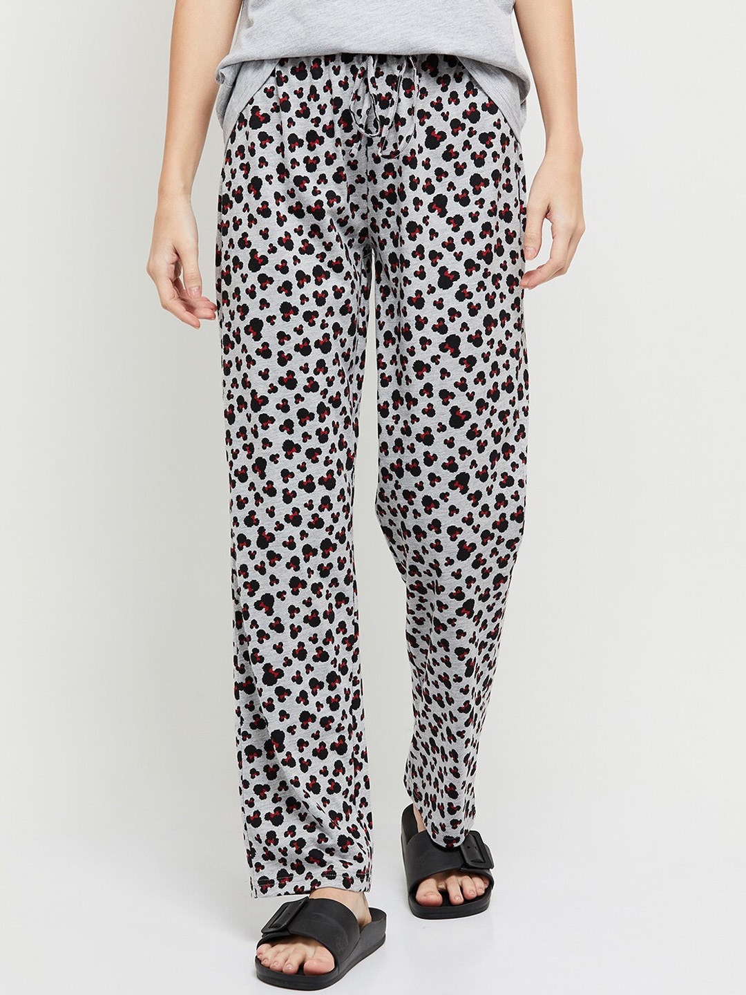 

max Women Mid-Rise Printed Cotton Lounge Pants, Grey