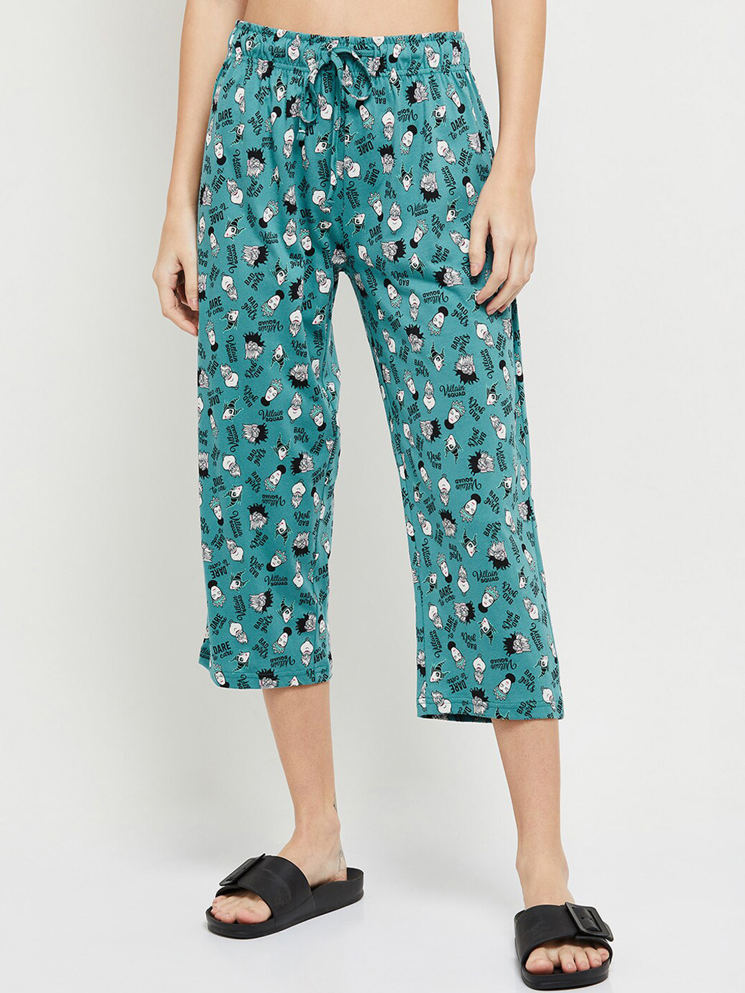 

max Women Mid-Rise Printed Cotton Lounge Capris, Sea green