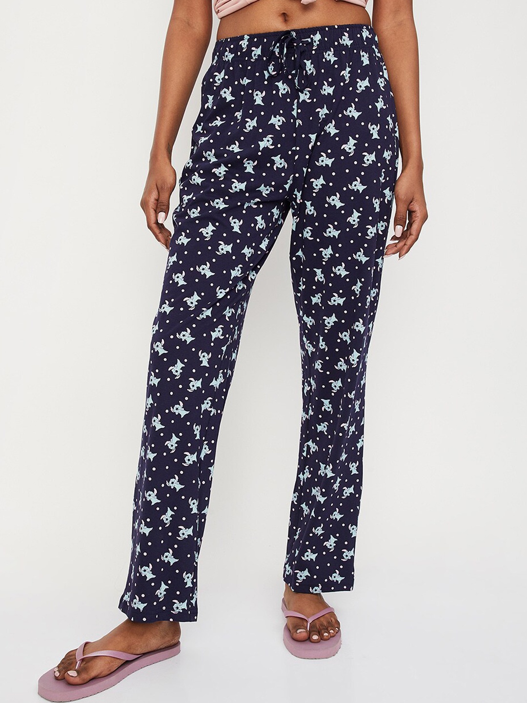 

max Women Printed Lounge Pants, Navy blue
