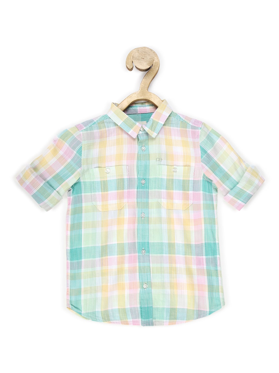 

Peter England Boys Slim Fit Checked Spread Collar Casual Cotton Shirt, Turquoise blue