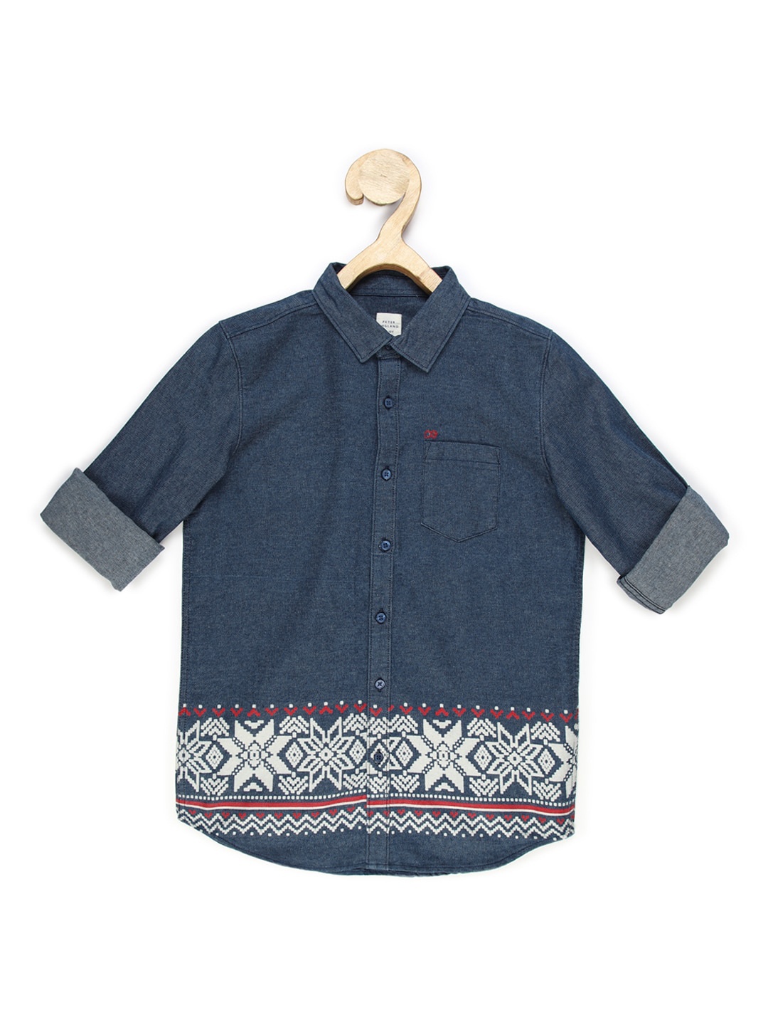 

Peter England Boys Printed Casual Cotton Shirt, Navy blue