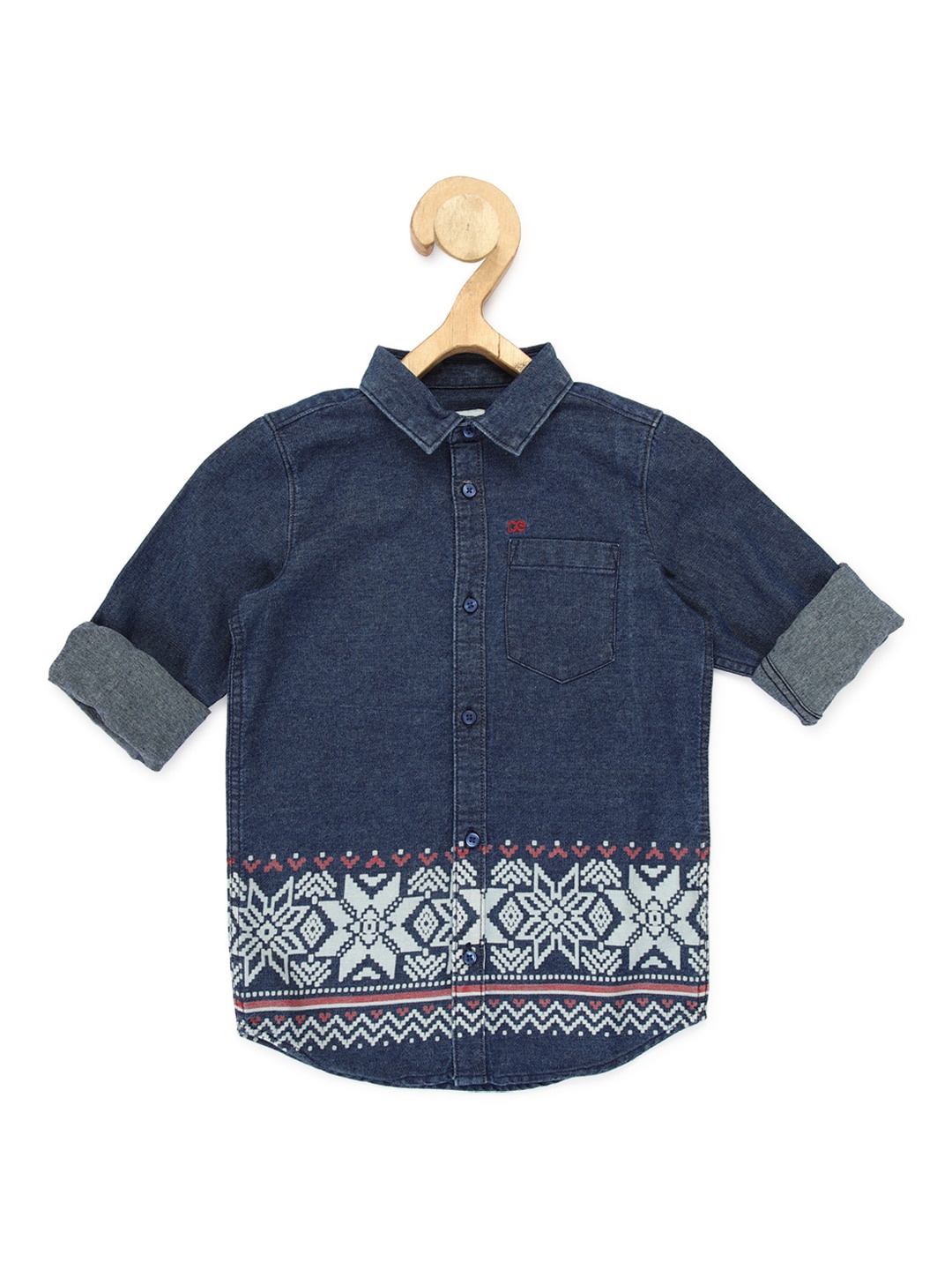 

Peter England Boys Printed Casual Cotton Shirt, Navy blue