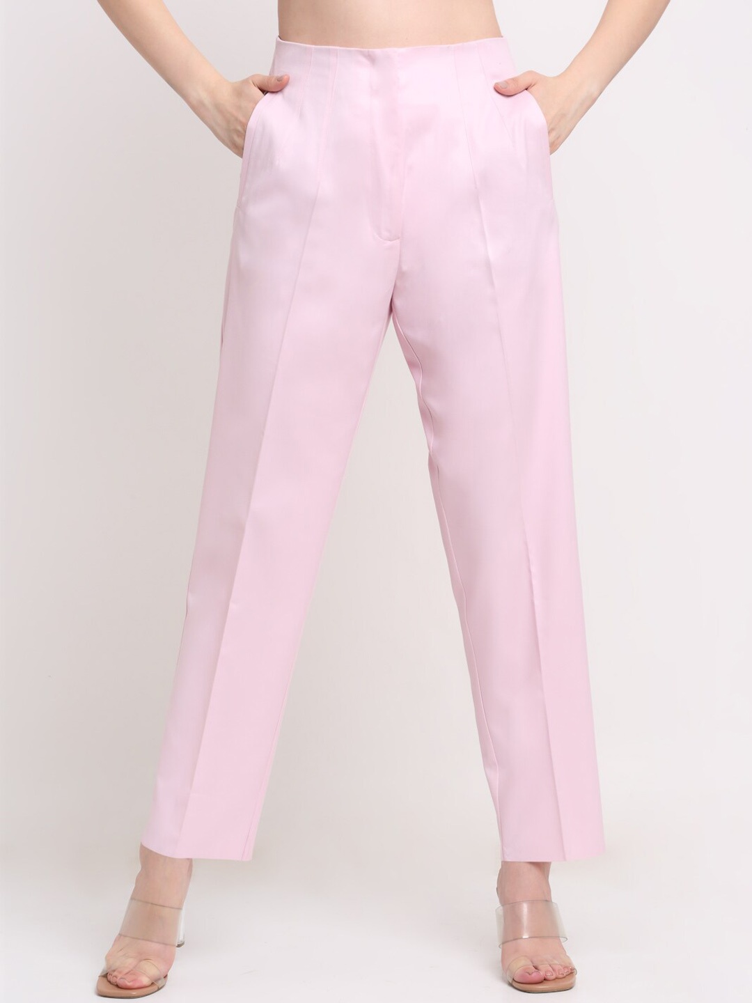 

Ennoble Women Smart High-Rise Easy Wash Pleated Acrylic Trousers, Pink
