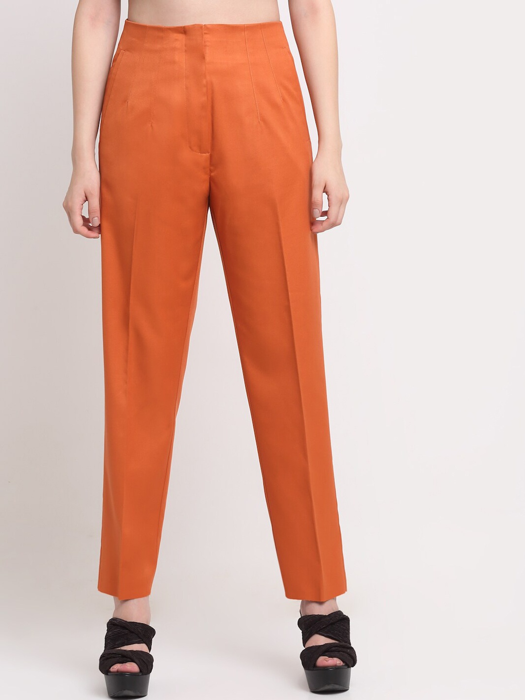 

Ennoble Women Smart High-Rise Easy Wash Acrylic Trousers, Orange