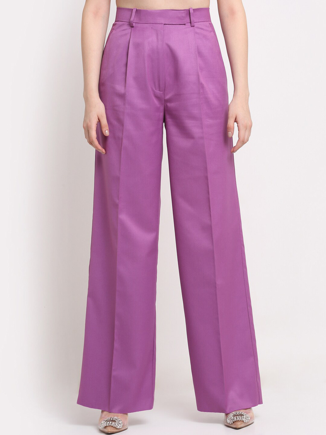 

Ennoble Women Smart High-Rise Acrylic Easy Wash Parallel Trousers, Purple
