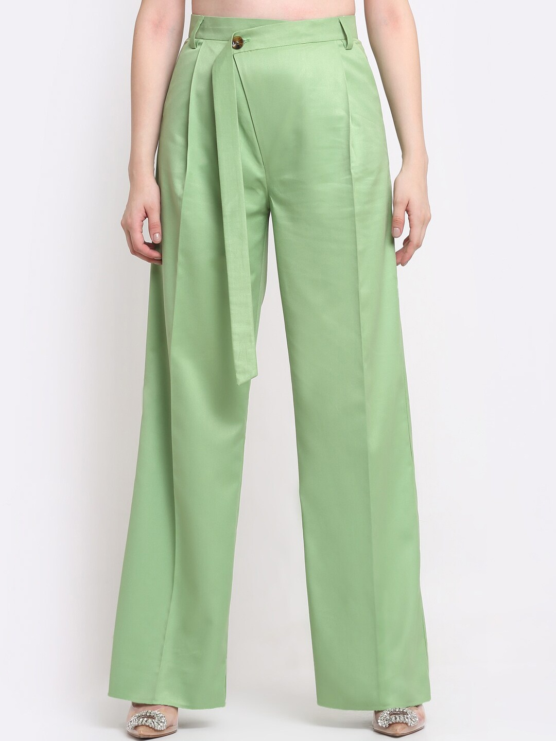 

Ennoble Women Green Smart High-Rise Easy Wash Trousers