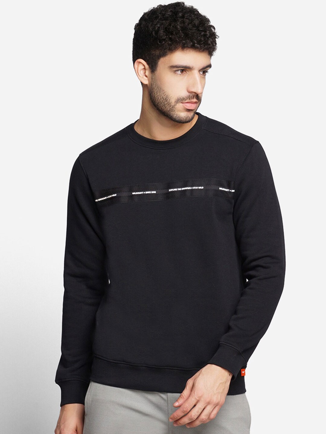 

Wildcraft Men Round Neck Cotton Sweatshirt, Black