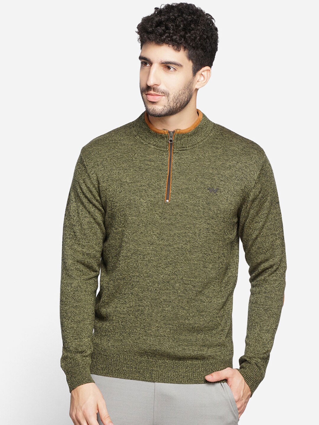 

Wildcraft Men Mock Neck Acrylic Pullover Sweater, Olive