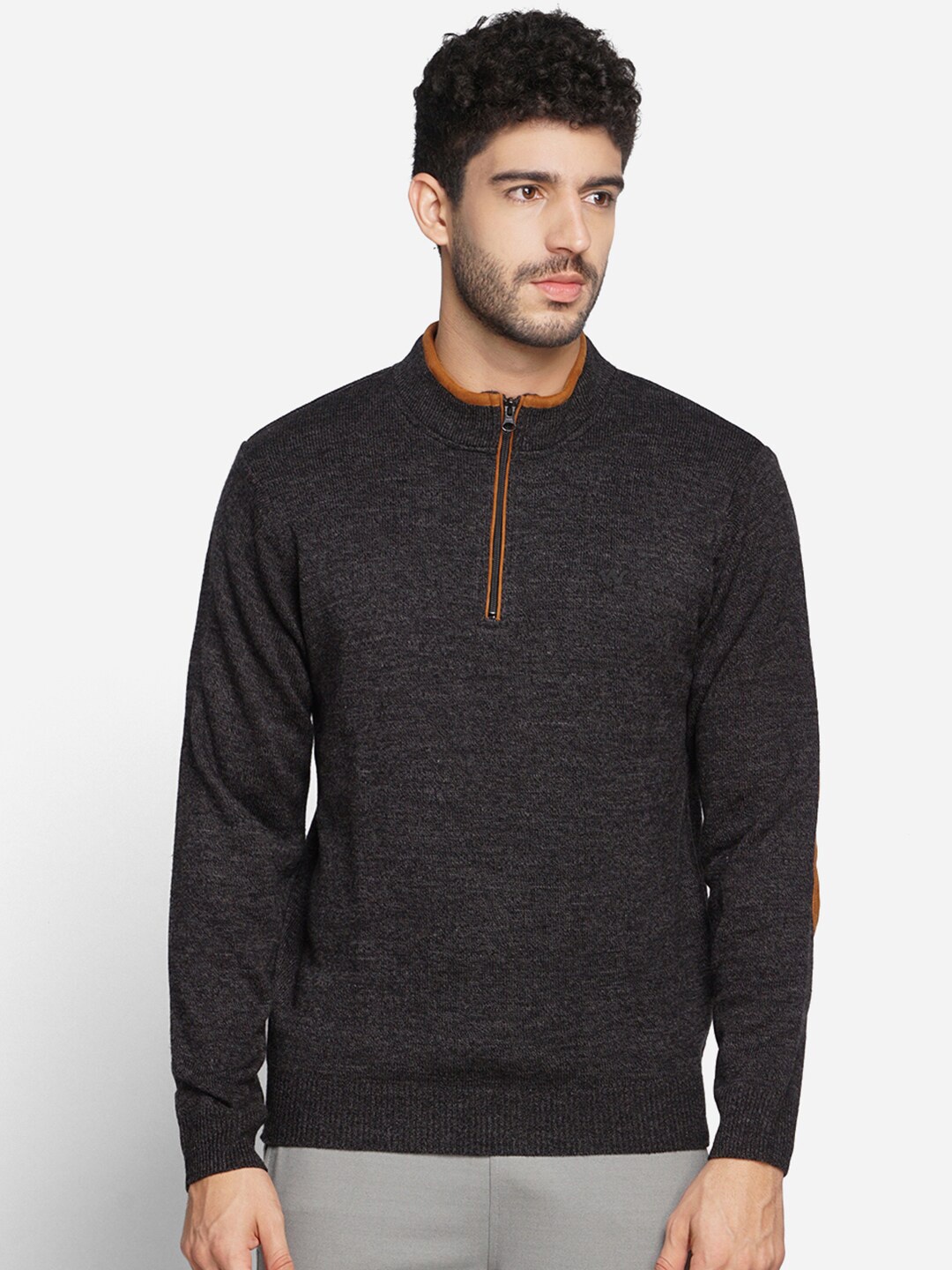 

Wildcraft Men Mock Neck Acrylic Pullover Sweater, Charcoal