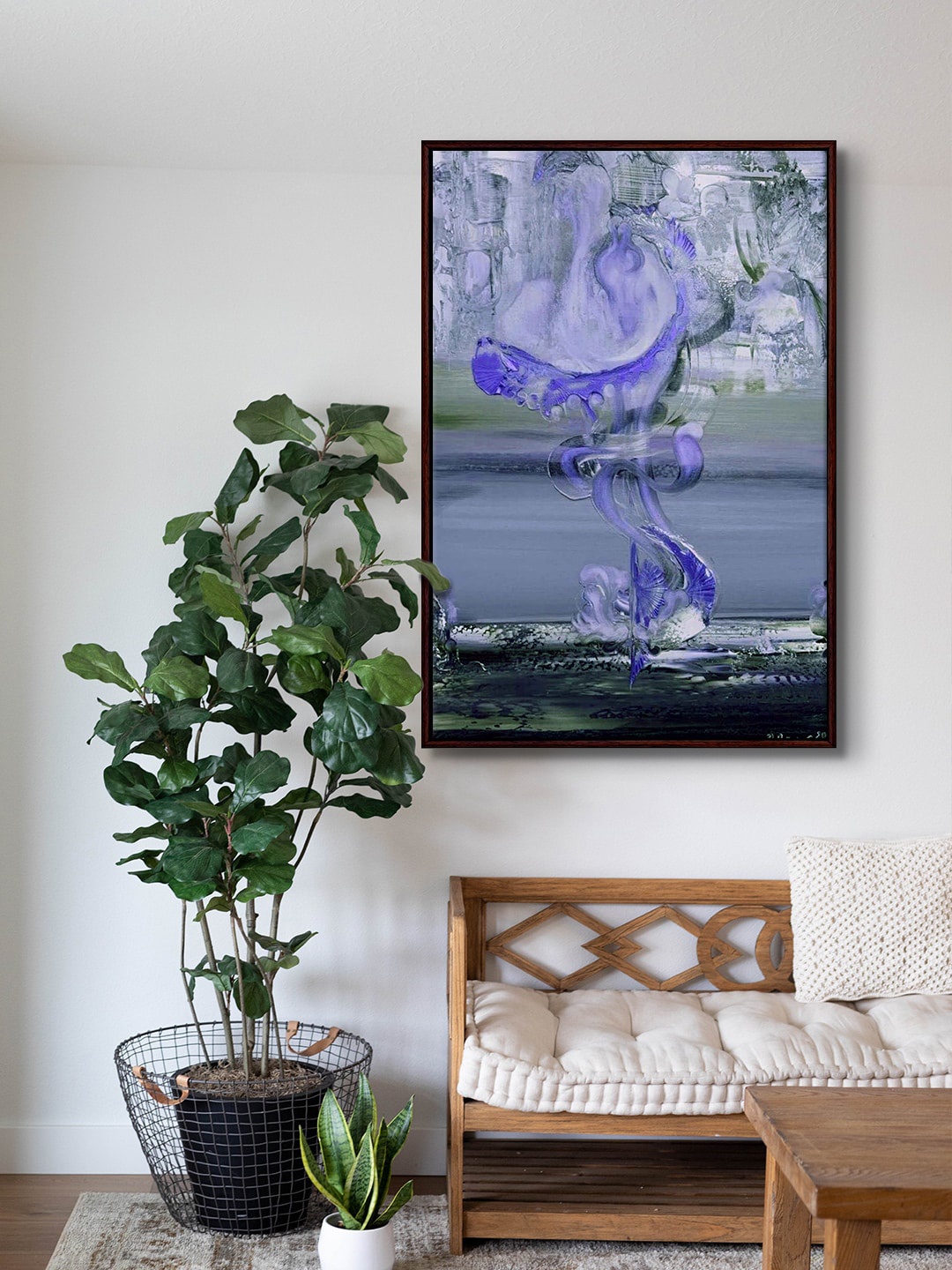 

999Store Grey & Blue Abstract Painting Frame Wall Art