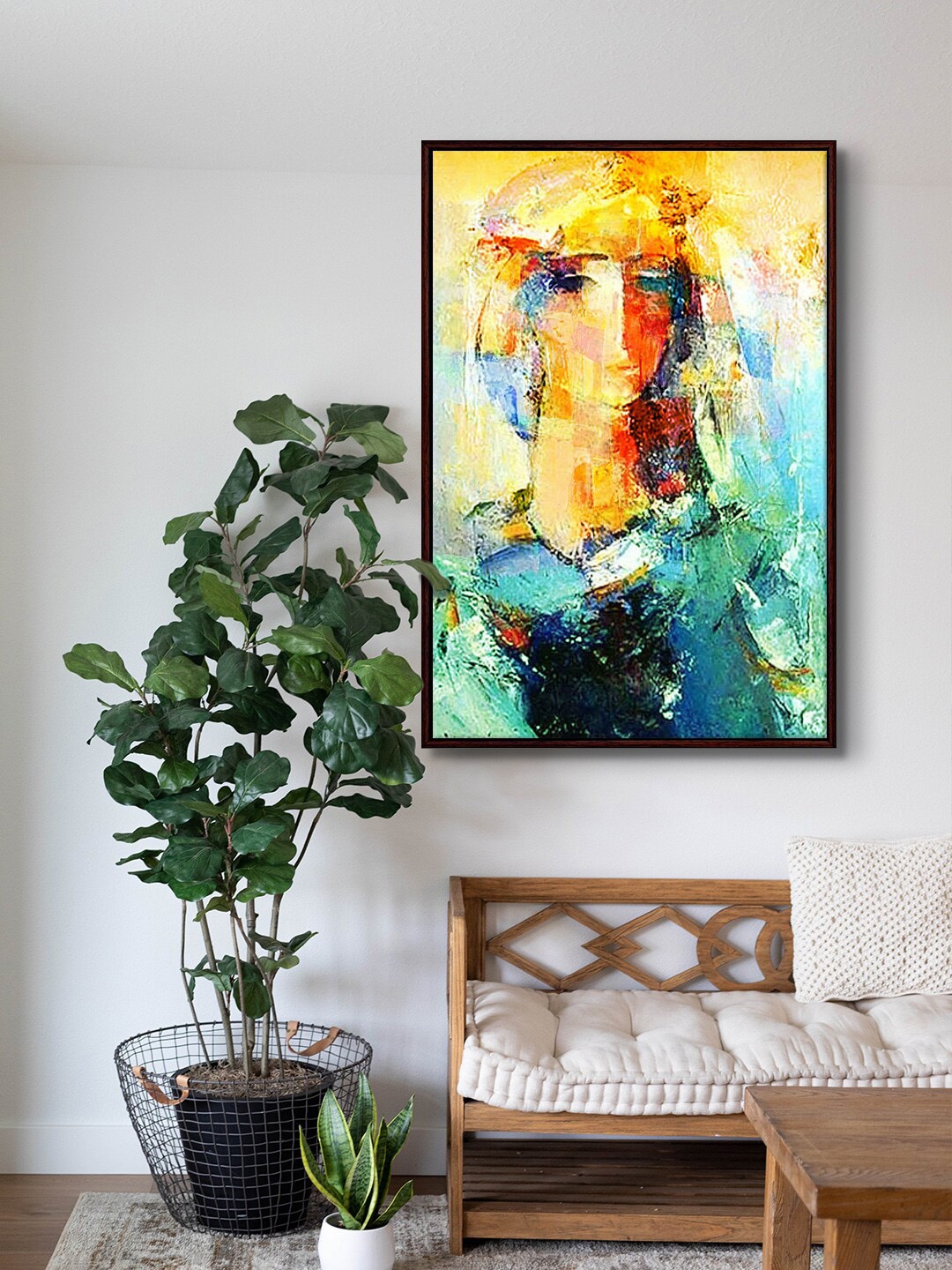 

999Store Yellow & Green Abstract Painting Wall Art