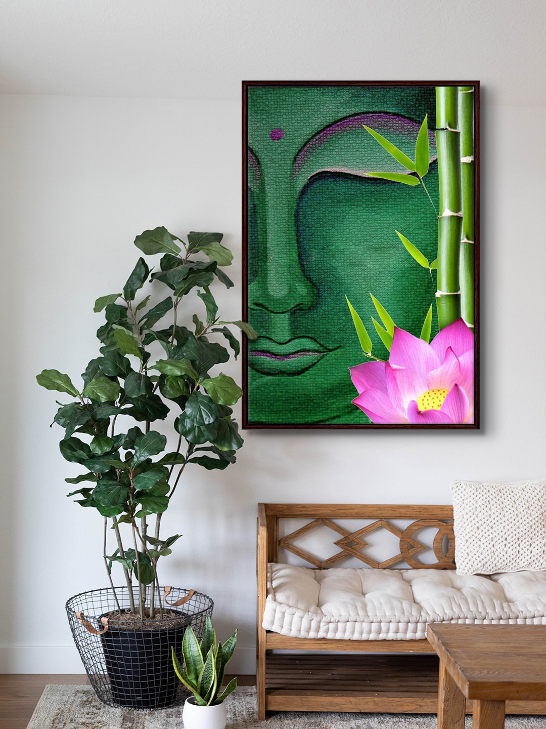 

999Store Green & Pink Buddha Painting Wall Art