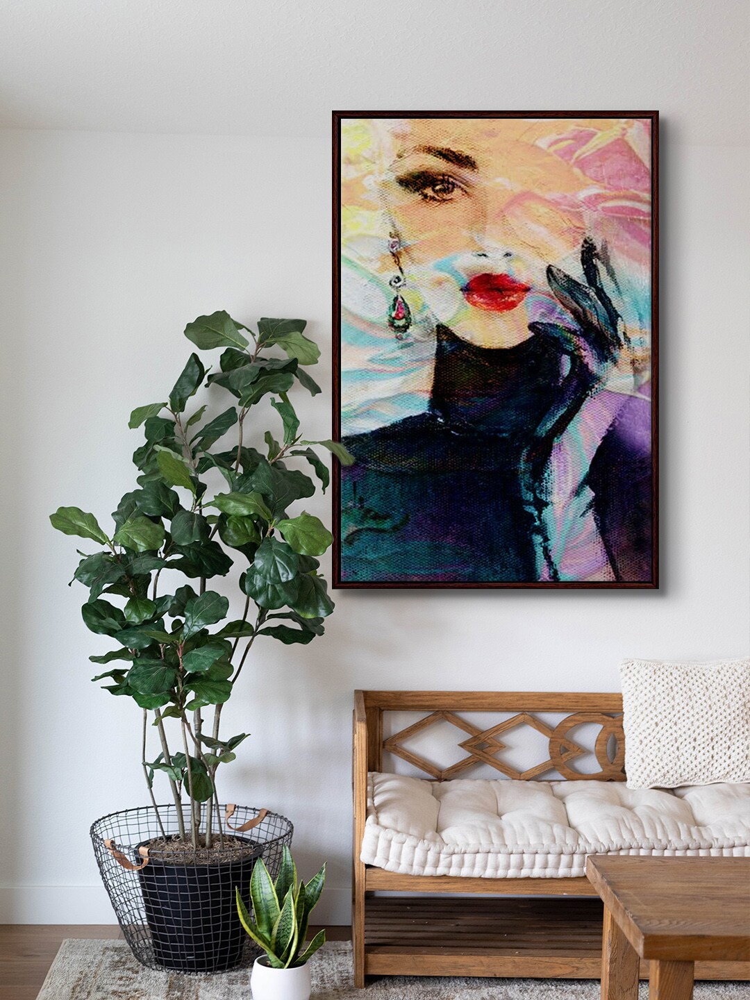 

999Store Blue & Purple Modern Women Canvas Painting Wall Art