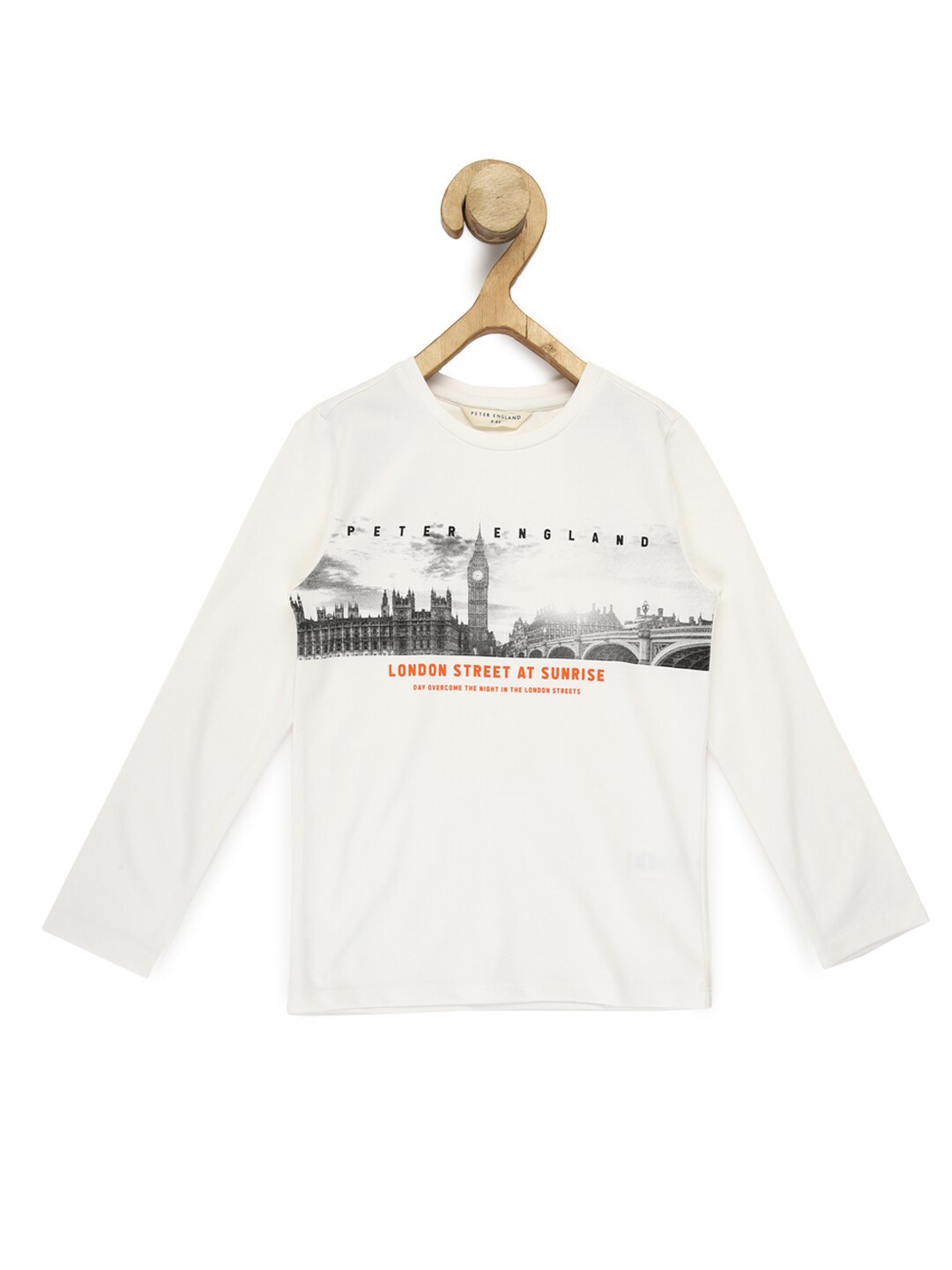 

Peter England Boys Graphic Printed Pure Cotton T-shirt, White