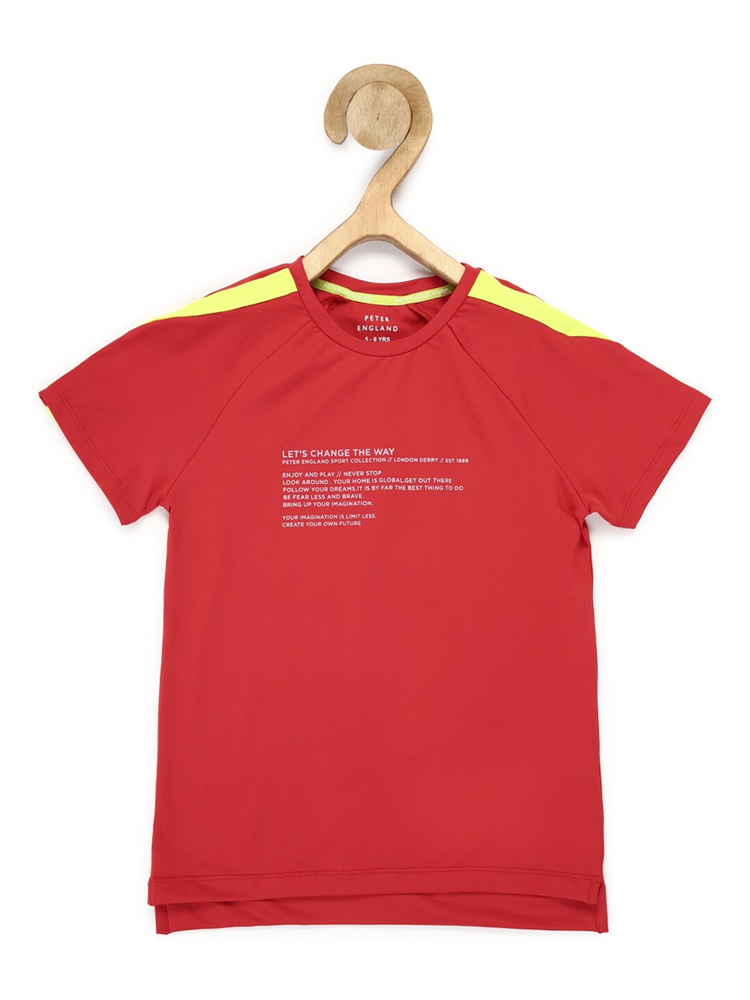 

Peter England Boys Typography Printed T-shirt, Red