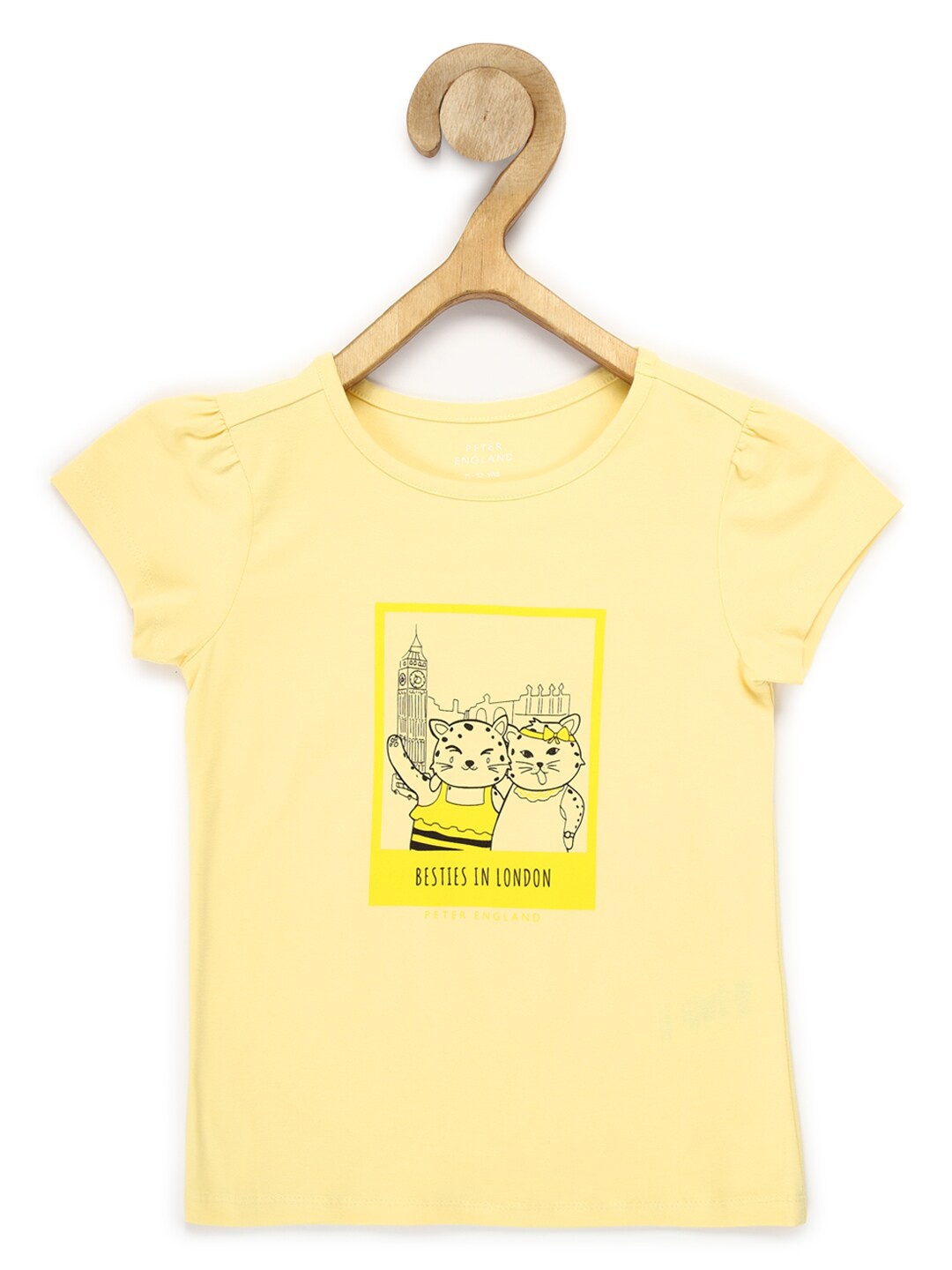 

Peter England Girls Graphic Printed Cotton T-shirt, Yellow