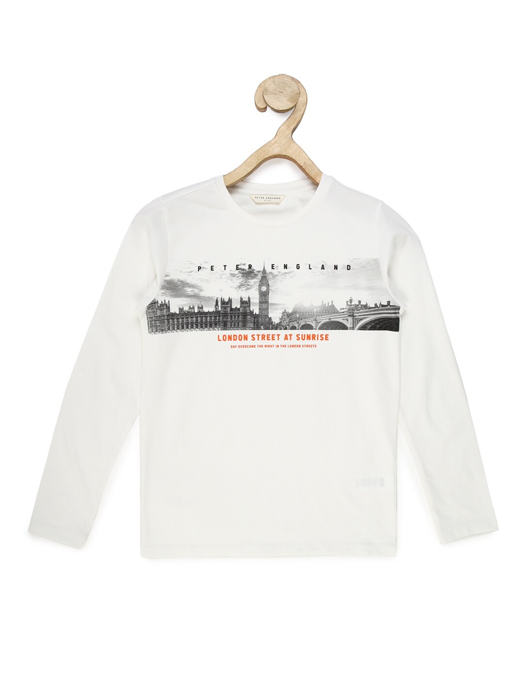 

Peter England Boys Graphic Printed Pure Cotton T-shirt, White