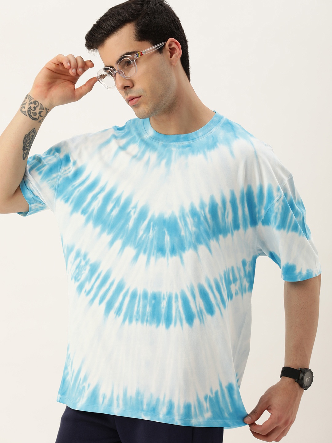 

Kook N Keech Tie and Dye Dyed Pure Cotton Loose T-shirt, White