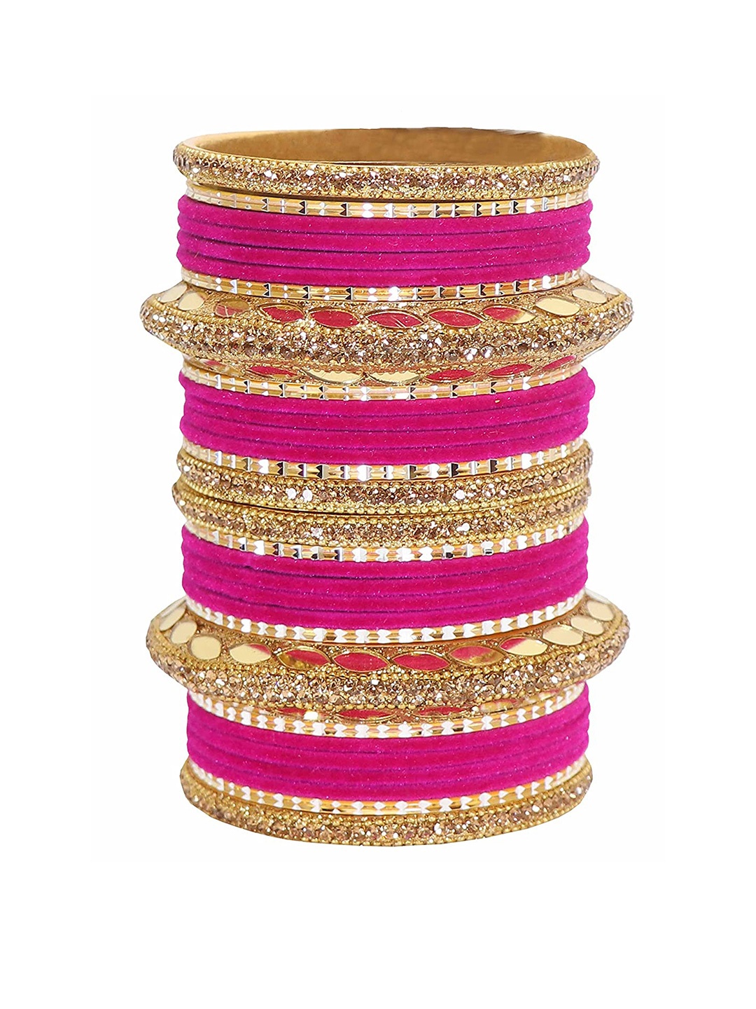 

NMII Set Of 30 Cubic Zirconia-Studded Bride Bangle Set, Gold