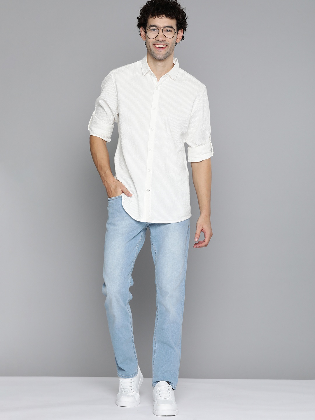 

Mast & Harbour Pure Cotton Seersucker Shirt, White