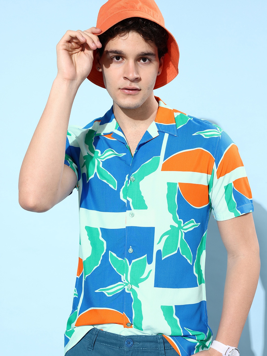 

Mast & Harbour Abstract Printed Casual Shirt, Blue