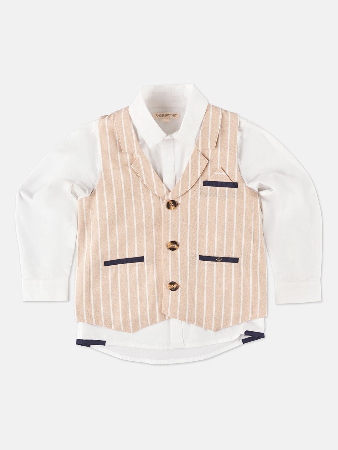 

Angel & Rocket Boys Striped Pure Cotton Waistcoat, Rust