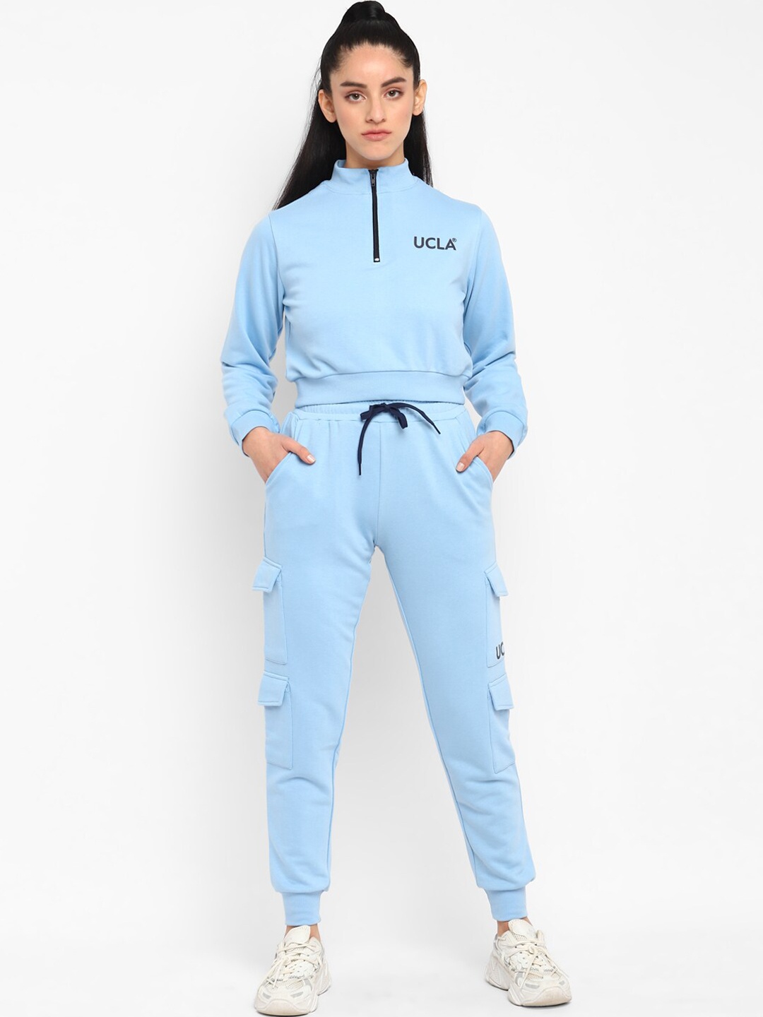 

UCLA Women Crop Sweatshirt & Jogger Tracksuit Set, Blue