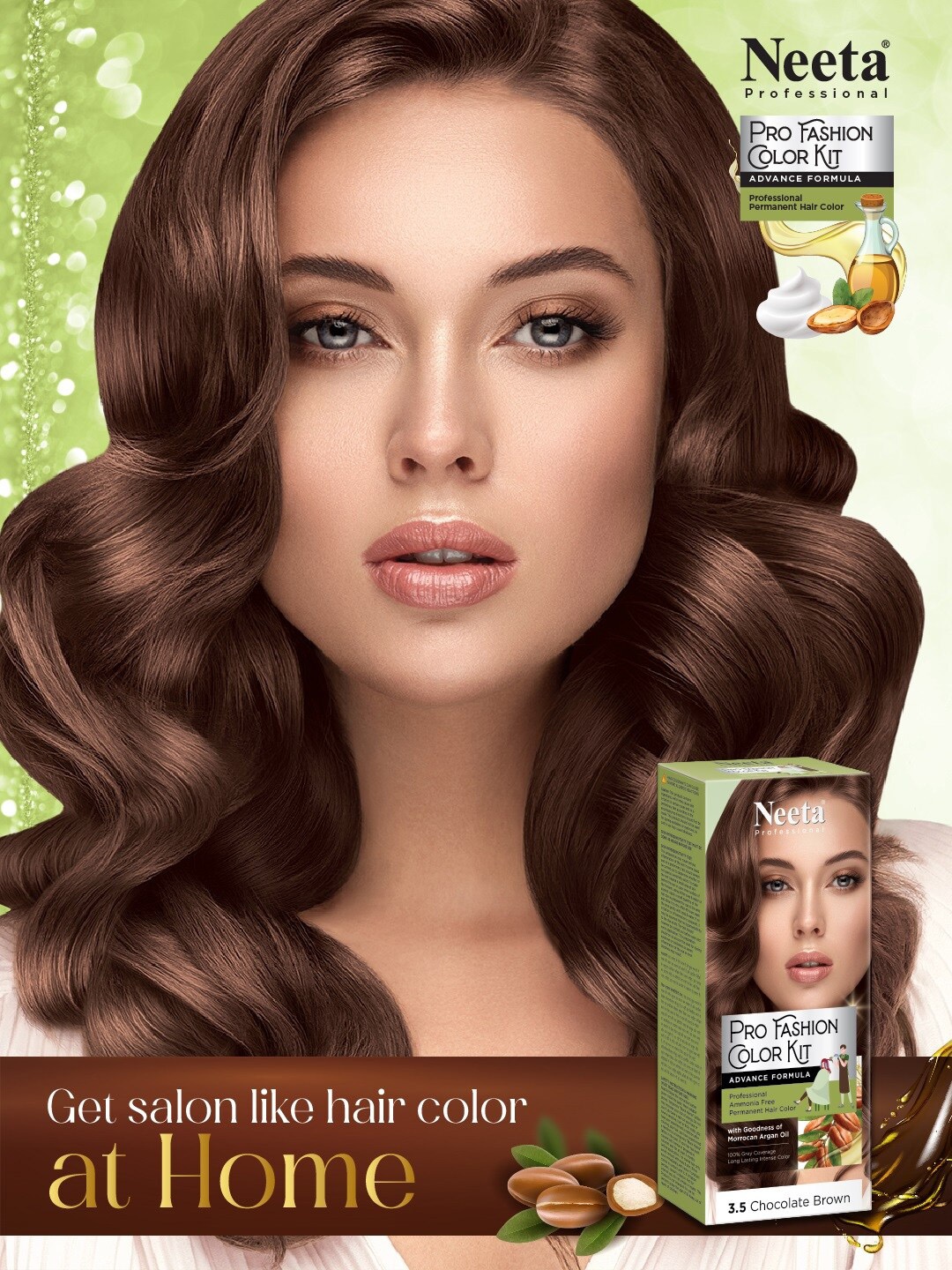 

Neeta Pro Fashion Professional Permanent Hair Color Kit 100 ml - Chocolate Brown 3.5