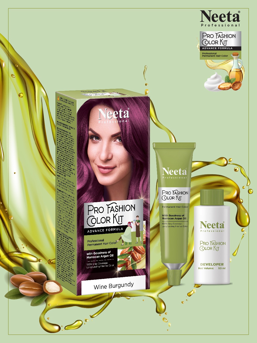 

Neeta Professional Pro Fashion Permanent Hair Color Kit 100g - Wine Burgundy