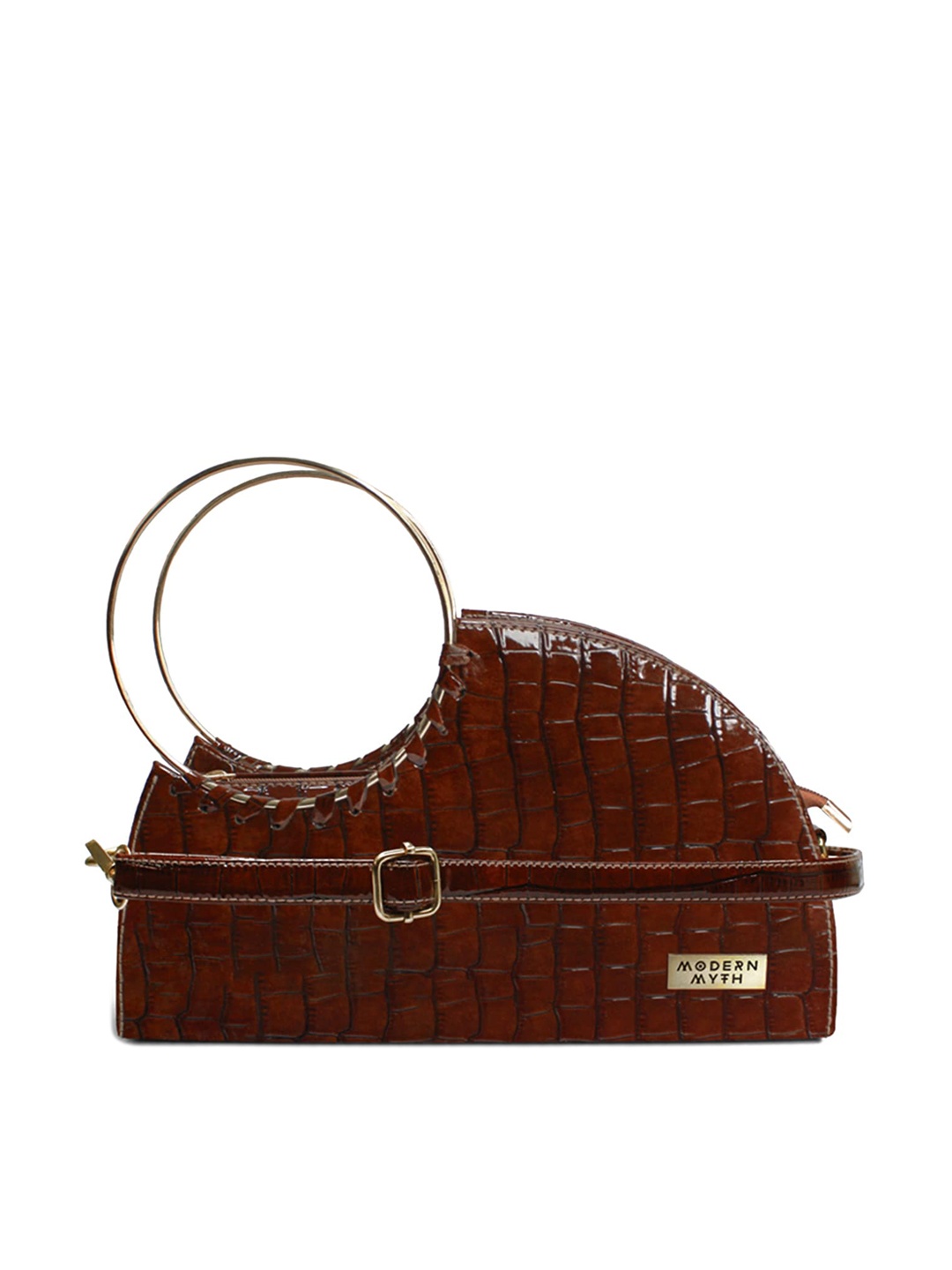 

MODERN MYTH Textured Structured Handheld Bag with Tasselled, Maroon