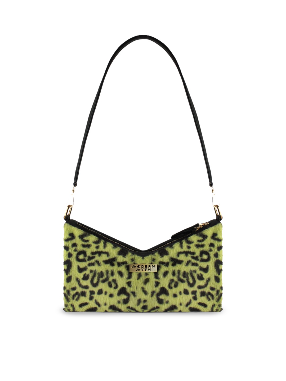 

MODERN MYTH Animal Printed Structured Shoulder Bag, Green